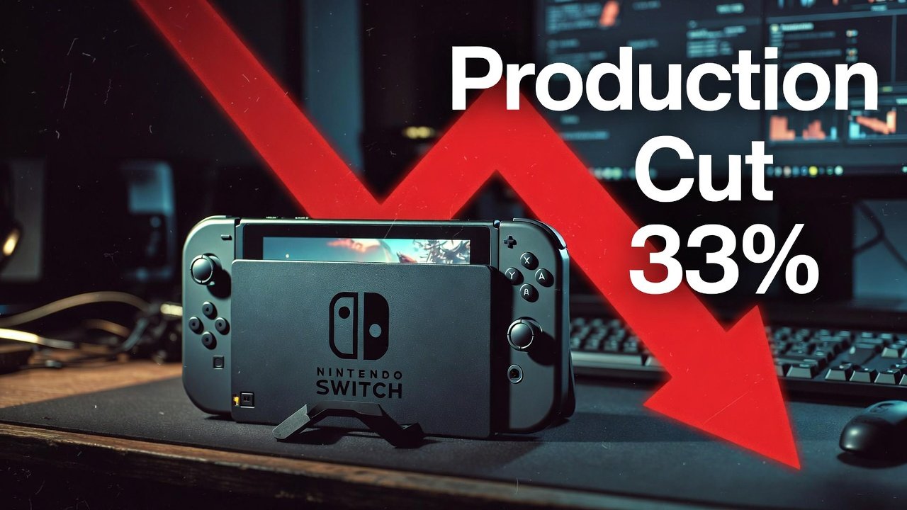 Nintendo Switch 2 console with production cut graphics overlay