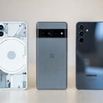 Nothing Phone (4a) Pro next to Pixel 10a and Galaxy A56