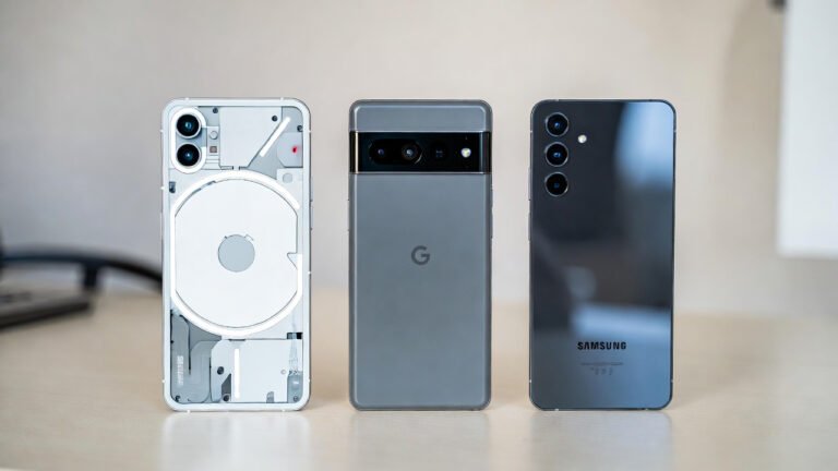Nothing Phone (4a) Pro next to Pixel 10a and Galaxy A56