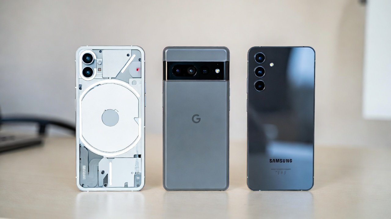 Nothing Phone (4a) Pro next to Pixel 10a and Galaxy A56