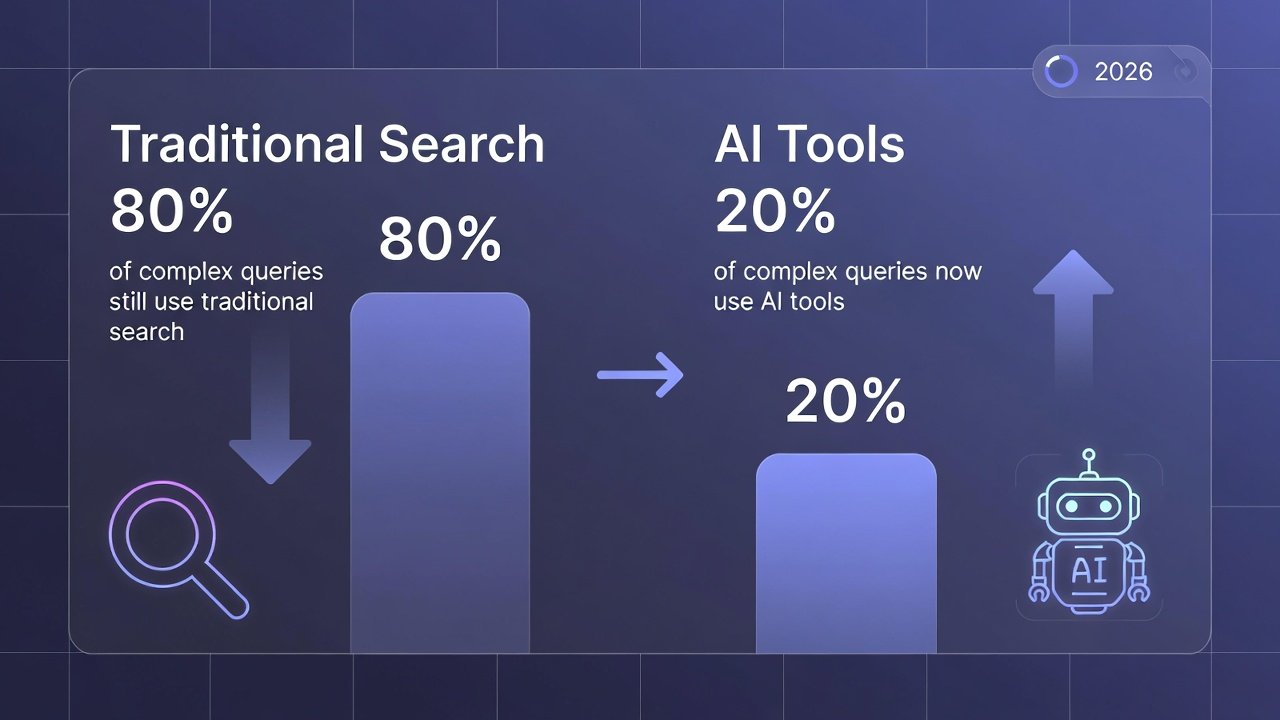 Graph showing shift in user behavior from Google to AI tools in 2026