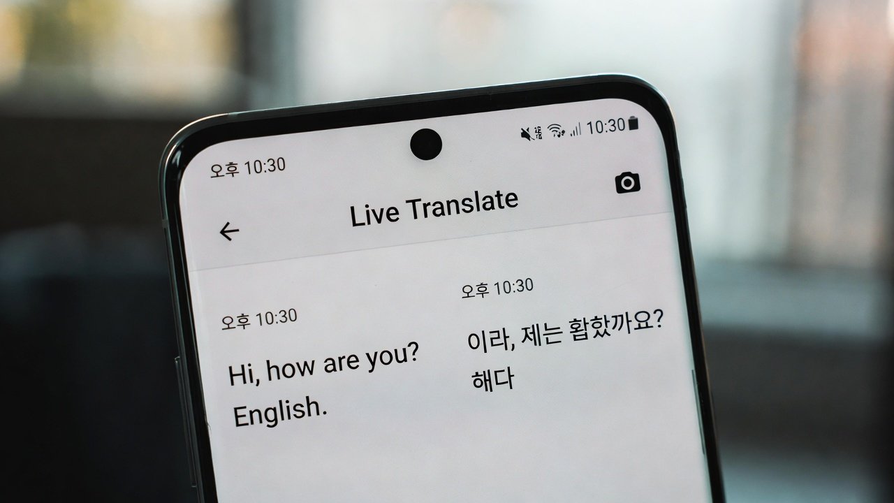 User performing real-time translation with Galaxy AI on Samsung phone