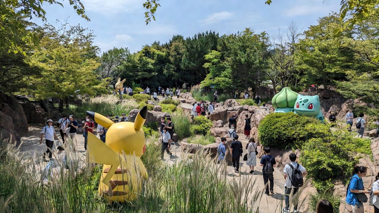 Visitors exploring immersive Pokémon Forest zone at PokéPark KANTO