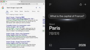 User interface comparison: traditional Google search vs AI conversational answer