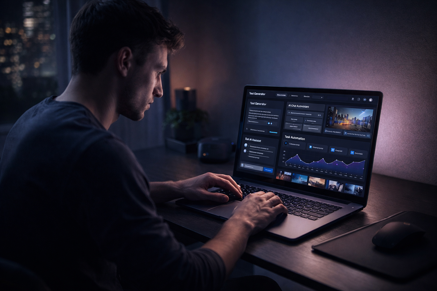 focused person using AI tools efficiently