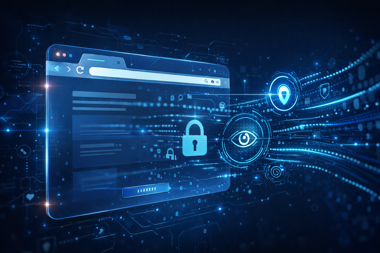 Web browser privacy and data tracking concept