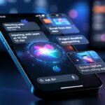 Conceptual future Siri chatbot interface with personal context overlays