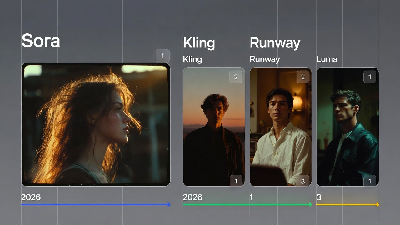 Comparison of Sora video output vs competitors like Kling and Runway in 2026