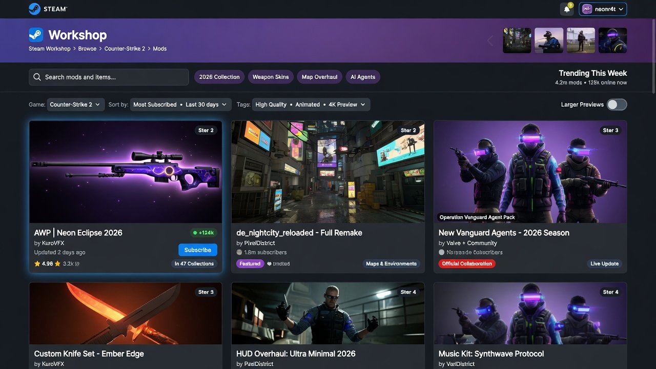 Steam Workshop Quick View feature in action