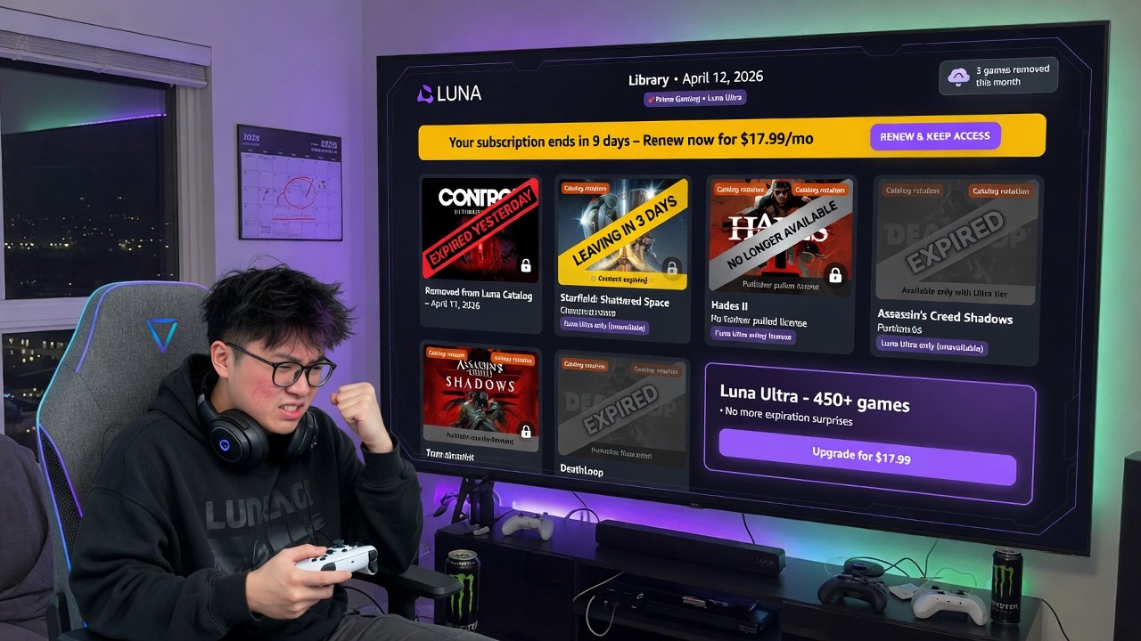 Frustrated gamer checking Luna library