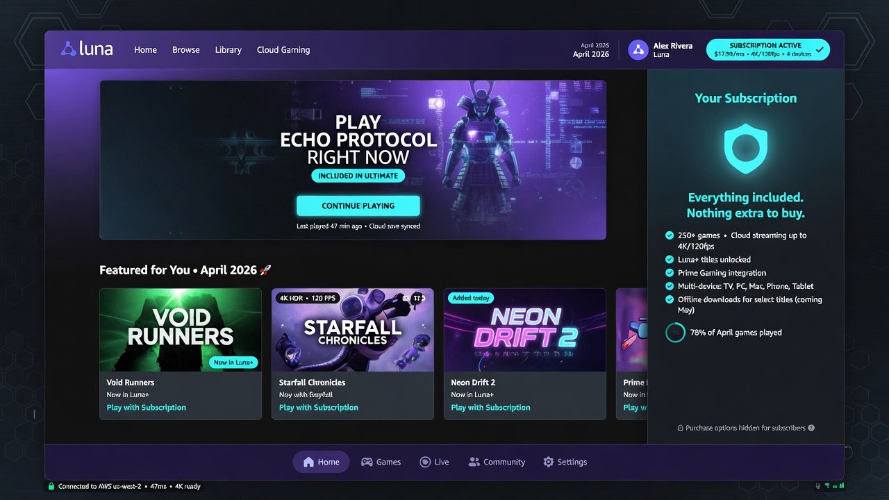 Luna interface showing removed purchase options